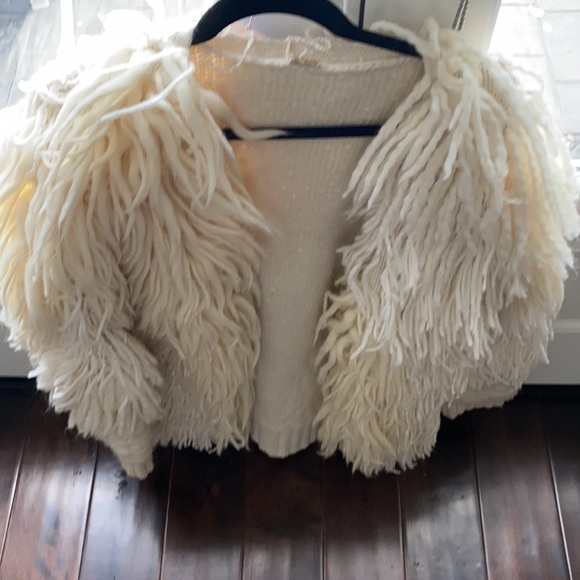 Adam Lippes Wool Shag Cardigan Jacket in Cream fits like a Med - Picture 3 of 14